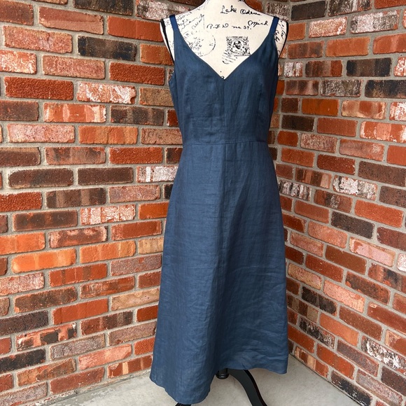 J. Crew Dresses & Skirts - J CREW BLUE LINEN MAXI DRESS   SIZE 10